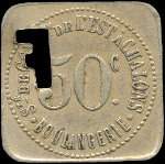 Jeton de 50 centimes avec surfrappe grand F de la Société de Consommation de l'Est - Boulangerie à Chalons-en-Champagne ex Châlons-sur-Marne (51000 - Marne) - avers