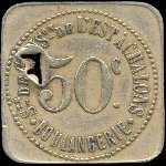 Jeton de 50 centimes avec surfrappe petit F de la Société de Consommation de l'Est - Boulangerie à Chalons-en-Champagne ex Châlons-sur-Marne (51000 - Marne) - avers