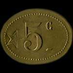 Jeton de 5 centimes du Casino Charbonni�res � Charbonni�res-les-Bains (69260 - Rh�ne) - revers