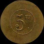 Jeton de 5 francs du Casino de Charbonni�res � Charbonni�res-les-Bains (69260 - Rh�ne) - revers