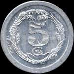 Jeton de 5 centimes 1922 de l'Union Commerciale et Industrielle de Chatellerault (86100 - Vienne) - revers