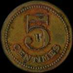 Jeton de 5 centimes de la Soci�t� Coop�rative des Employ�s des Chemins de Fer de l'Est � Chaumont (52000 - Haute-Marne) - revers