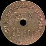 Jeton de 1 kg 500 de pain du Bureau de Bienfaisance de Chauny (02300 - Aisne) - revers