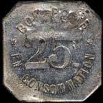 Jeton de 25 centimes de l'H�tel Commarmond � Chazelles-sur-Lyon (42140 - Loire) - revers