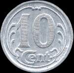 Jeton de 10 centimes 1922 des Comités de Chécy, Chateauneuf, Sully-Vitry à Chécy (45430 - Loiret) - revers