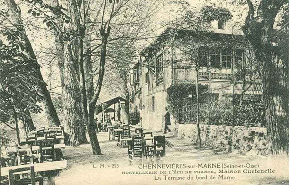 Chennevières-sur-Marne (94430 - Val-de-Marne) - Hostellerie de l'Ecu de France, Maison Curtenelle - Terrasse au bord de la Marne
