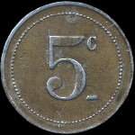Jeton de 5 centimes de la Cantine Girard du 77e R�giment d'Infanterie � Cholet (49300 - Maine-et-Loire) - revers