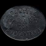 Jeton de 10 centimes avec contremarque de la Cantine Girard du 77e R�giment d'Infanterie � Cholet (49300 - Maine-et-Loire) - avers