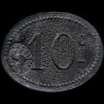 Jeton de 10 centimes avec contremarque de la Cantine Girard du 77e R�giment d'Infanterie � Cholet (49300 - Maine-et-Loire) - revers