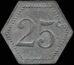 Jeton de 25 centimes sans contremarque de la Cantine Girard du 77e R�giment d'Infanterie � Cholet (49300 - Maine-et-Loire) - revers