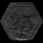 Jeton de 25 centimes avec contremarque de la Cantine Girard du 77e R�giment d'Infanterie � Cholet (49300 - Maine-et-Loire) - revers