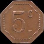 Jeton de 5 centimes du D�p�t de Prisonniers de S�di�res � Clergoux (19320 - Corr�ze) - revers