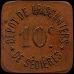 Jeton de 10 centimes du Dépôt de Prisonniers de Sédières à Clergoux (19320 - Corrèze) - avers