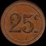Jeton de 25 centimes du D�p�t de Prisonniers de S�di�res � Clergoux (19320 - Corr�ze) - revers
