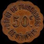 Jeton de 50 centimes du Dépôt de Prisonniers de Sédières à Clergoux (19320 - Corrèze) - avers