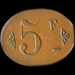 Jeton de 5 francs du D�p�t de Prisonniers de S�di�res � Clergoux (19320 - Corr�ze) - revers