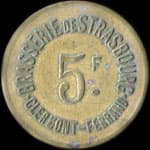 Jeton de 5 francs de la Brasserie de Strasbourg � Clermont-Ferrand (63000 - Puy-de-D�me) - avers