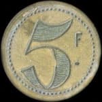 Jeton de 5 francs de la Brasserie de Strasbourg � Clermont-Ferrand (63000 - Puy-de-D�me) - revers
