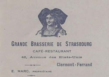 Publicit� de la Grande Brasserie de Strasbourg