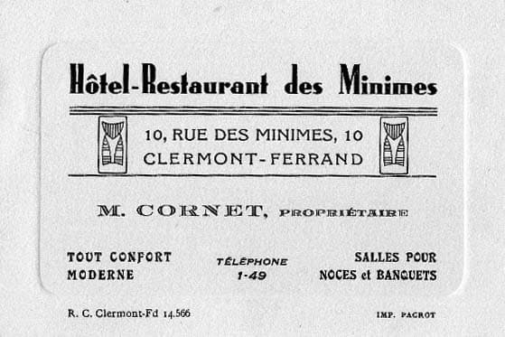 H�tel-Restaurant des Minimes, M. Cornet, propri�taire