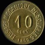 Jeton de 10 centimes 1869 de Champenois Cognin Chamb�ry Savoie - Tissage m�canique de soieries � Cognin (73160 - Savoie) - revers