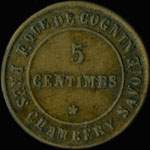 Jeton de 5 centimes 1869 de Champenois et Bertaud - Fabrique de Cognin pr�s Chamb�ry Savoie � Cognin (73160 - Savoie) - revers