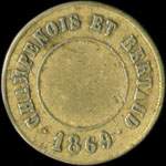 Jeton de 10 centimes 1869 de Champenois et Bertaud - Fabrique de Cognin pr�s Chamb�ry Savoie � Cognin (73160 - Savoie) - avers