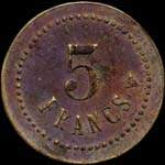 Jeton de 5 francs des Magasins Lemaire � Contres (41700 - Loir-et-Cher) - revers