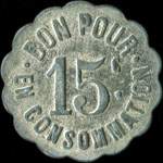 Jeton de 15 centimes émis par le Grand Café National - J.Alibert à Craponne-sur-Arzon (43500 - Haute-Loire) - revers