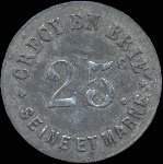 Jeton de 25 centimes de la Ville de Cr�cy-en-Brie (devenue Cr�cy-La-Chapelle) (77580 - Seine-et-Marne) - avers