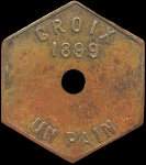 Jeton de un pain 1899 de La Pr�voyante des Rentreurs � Croix (59170 - Nord) - revers