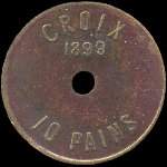 Jeton de 10 pains 1899 de La Pr�voyante des Rentreurs � Croix (59170 - Nord) - revers