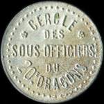 Jeton de 1 franc �mis par le Cercle des Sous-Officiers du 20e Dragons - avers