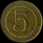Jeton de 5 centimes �mis par le Cercle Sous-Officiers du 29e r�giment de Dragons - revers