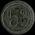 Jeton de 5 centimes �mis par le Cercle des Sous-Officiers du 12e r�giment de Hussards - revers