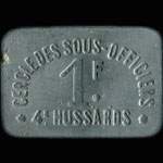 Jeton de 1 franc �mis par le Cercle des Sous-Officiers du 4e r�giment de Hussards - avers