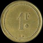 Jeton de 1 franc �mis pour le Cercle des Sous-Officiers du 8e r�giment de Hussards - revers