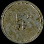 Jeton de 5 francs �mis par le Cercle des Sous-Officiers du 501e r�giment de Chars de Combat - revers