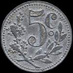 Jeton de nécessité de 5 centimes émis en 1916 par la Chambre de Commerce d'Alger (Algérie) - revers