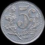 Jeton de nécessité de 5 centimes émis en 1921 par la Chambre de Commerce d'Alger (Algérie) - revers