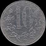 Jeton de nécessité de 10 centimes émis en 1918 par la Chambre de Commerce d'Alger (Algérie) - revers
