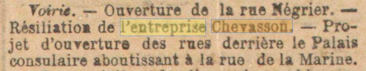 Mention de Chevasson dans La Dépêche Algérienne du 14 décembre 1889