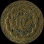 Jeton de n�cessit� de 10 centimes �mis par Marchetto-Petit, cafetier � B�ne en Alg�rie - revers