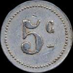 Jeton de n�cessit� de 5 centimes avec grand c �mis en 1915 par la Chambre de Commerce de Bougie en Alg�rie - revers