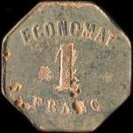 Jeton de n�cessit� de 1 franc �mis par la Soci�t� Civile des Li�ges de l'Ou�der - Economat (Alg�rie) - revers