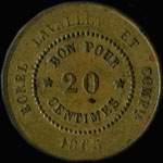 Jeton de n�cessit� de 20 centimes �mis par Borel, Lavalley et Compagnie pendant les travaux du Canal de Suez en Egypte - revers
