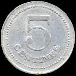 Jeton de 5 centimes de la Tuilerie Mécanique de Damiatte (81220 - Tarn) - revers
