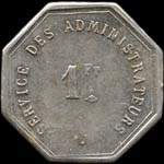 Jeton de 1 franc de la Caisse d'Epargne - Dax - Service des Administrateurs � Dax (40100 - Landes) - revers