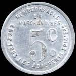 Jeton de 5 centimes de la Chambre Syndicale Epiciers D�taillants de Dax (40100 - Landes) - revers