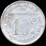 Jeton de 10 centimes de la Chambre Syndicale Epiciers D�taillants de Dax (40100 - Landes) - revers